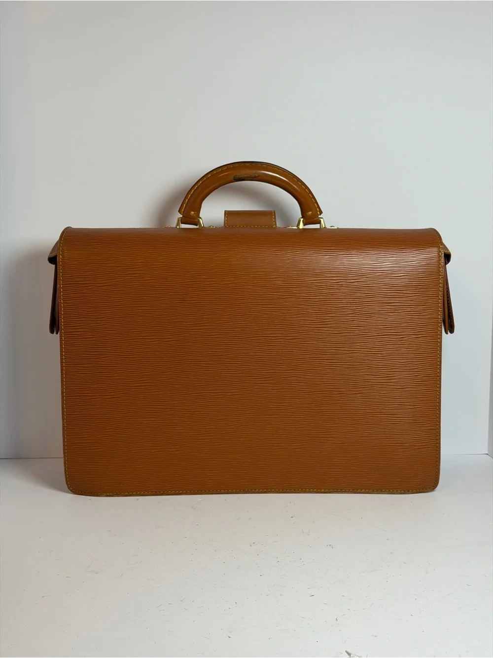 Louis Vuitton Epi Serviette Fermoir Cognac Brown Leather Business Briefcase